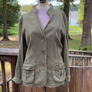 Raw edge Army green jacket